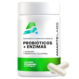 AMARTE LABS Probióticos 5-en-1, con Enzimas Digestivas, Prebióticos, Glutamina y AstraGin. 24,000 Millones UFC, 7 Cepas Premium. Digestión Ligera, Absorción Superior y Salud Intestinal. 60 Cápsulas Veganas.