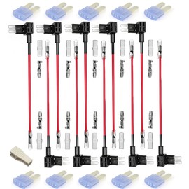 10 Pack Micro2 Add-a-Circuit Fuse Tap Kit with Fuse Puller – Automotive Piggy Back Fuse Holders with Wire Harness for Car, Truck, SUV, Caravan, Boat Ozchillon (10, 15AMP)
