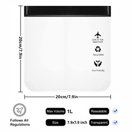 Bluesmile Clear Toiletry Bag, 4 Pack TSA Approved Quart Size Carry-On Waterproof Liquids Bag Airport Security Approved 3-1-1 Compliant Transparent Bag for Toiletries Cosmetics Travel (Black)