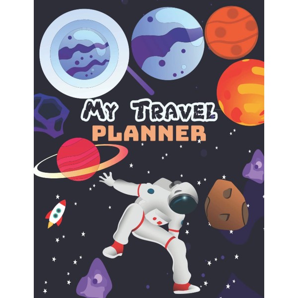 My Travel Planner: Dark Blue, Minimal Illustration Astronaut Space interior.