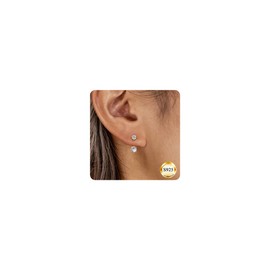 Dochais S925 Earrings for Women Gold & Silver Stud Earrings 14K Gold Earrings with 5A Cubic Zirconia Hypoallergenic Earrings for Women and Girls Jacket Earrings, Brass