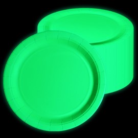 Glow in The Dark Neon Birthday Plates, 50 Pcs 9 x 9 inches Green Bulk Paper Plates Glow Party Plates for Neon Glow Party Supplies Let's Glow Party Decorations