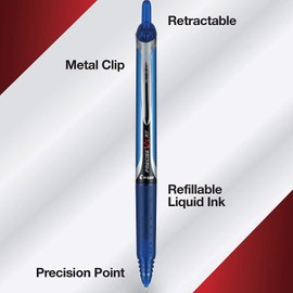 PILOT Precise V5 RT Refillable & Retractable Liquid Ink Rolling Ball Pens, Extra Fine Point (0.5mm) Blue, 14-Pack (15424)