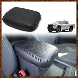 Muslogy Center Console Armrest Cover Fit for Nissan Frontier 2022-2025 2026 Accessories, Comfort Armrest Pad Console Lid Cushion Vegan Leather Regular Thick (V1 Black Trim)