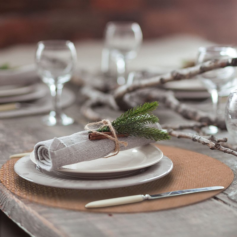 Rustic Burlap Round Placemats - 12" Diameter Burlap Circle Rustic