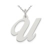 Sterling Silver Fancy Script Initial -U- Pendant Necklace Charm with