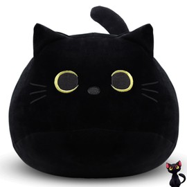 MUFEIRUO 30CM Black Cat Plush Pillow,Black Cat Stuffed Animals,Cute Cat Kitten Plushie for Boys Girls,Kawaii Cat Plush for Cat Lovers,Gift for Boys Girls Kids