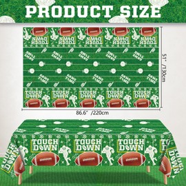 LWYGEGJO 4 Pack Football Tablecloths Football Table Cover, Rectangular Game Day Table Cover Football Field for Footbal Decorations, Tailgate Football Party, Football Party