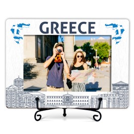 Greece Gifts Picture Frame, Greece Tourist Attractions Photo Frame With Stand, Wedding Anniversary Vacation Gifts For Friend Family Couple, Picture Frame Tabletop Decor - Fits 4x6 Inches Photo（12）