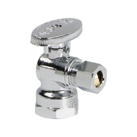 Everflow Supplies 81112PR-NL 1/2 X 3/8" CHROME PLATED BOXED QUARTER TURN ANGLE STOP VALVE WITH A FEMALE THREADED AND A COMPRESSION CONNECT