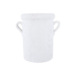 11" H Decorative Coarse Terracotta Crock with Distressed Volcano Glaze & Handles (Each one Will Vary) (DF2742)