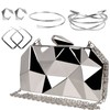 Women Lattice Silvery Clutch Purses - Geometric Lattice Metal Clutch