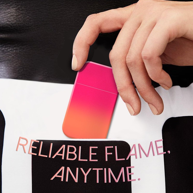 Pink Flame Torch Lighter Glittery Cute Cool Refillable Butane Lighter