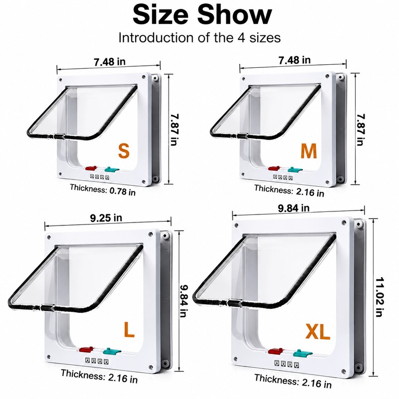 4-Way Locking Cat Door for Indoor & Outdoor Use –
