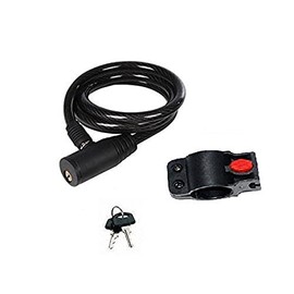 Merriway BH04730 8mm x 1M (5/16 inch x 39 inch) Spiral Bicycle Lock and Keys with Mounting Bracket - Black