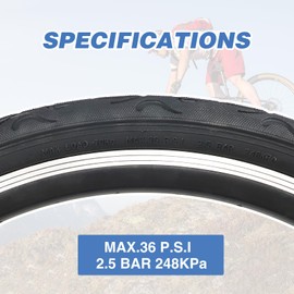 Bike Tire 24 Inch One Pack Beach Cruiser Bicycle Tire Folding Bead Replacement Tyre 24 * 2.125 for Bike City Bike