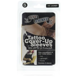 Tatjacket Tattoo Cover Up Concealer Sleeve, 2-PACK,Upper Arm or Calf coverage (IKE Tan), UPF 50 Protection, Slip Free, for Men & Women (Unisex), TAN, SMALL
