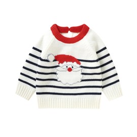 Karwuiio Toddler Baby Boy Christmas Sweater Long Sleeve Knite Sweater Fall Winter Clothes (White Santa Claus, 12-18 Months)
