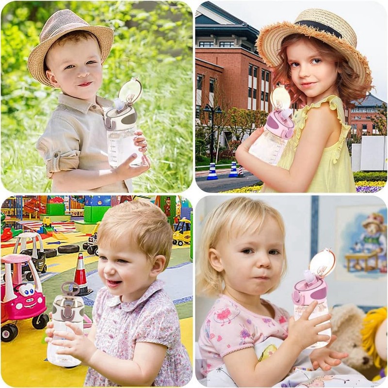 Peakloong 400Ml Water Bottle with Straw Drinking Bottle for Toddlers