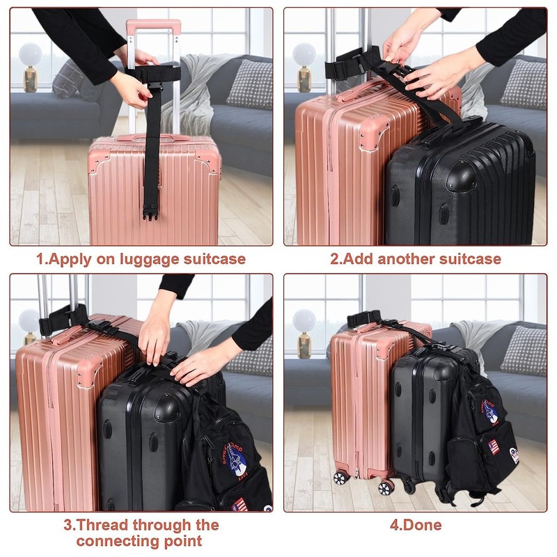 Bytebliss 4 Pack Luggage Straps Set,Suitcase, TSA Approved Travel Accessories