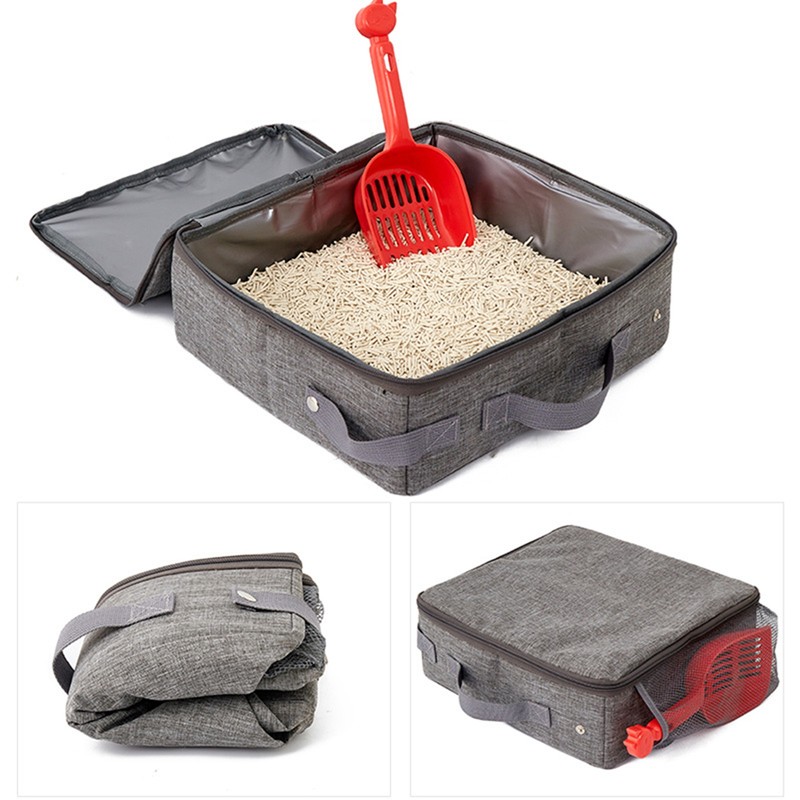Portable Cat Travel Litter Box for Cats in Car Odor