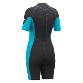 Hevto Wetsuit Women Shorty 2mm Neoprene Back Zip Short Wet Suit in Cold Water for Swimming Surfing Diving (W1S-Blue, 14)