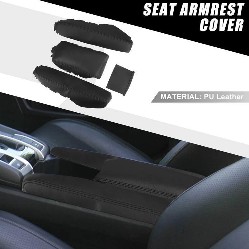 A ABSOPRO Black Faux Leather Armrest Protector Cover Pad Replacement