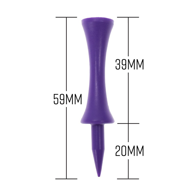 ECADDIE Purple 59mm Plastic Castle Golf Tees (100 Pack)