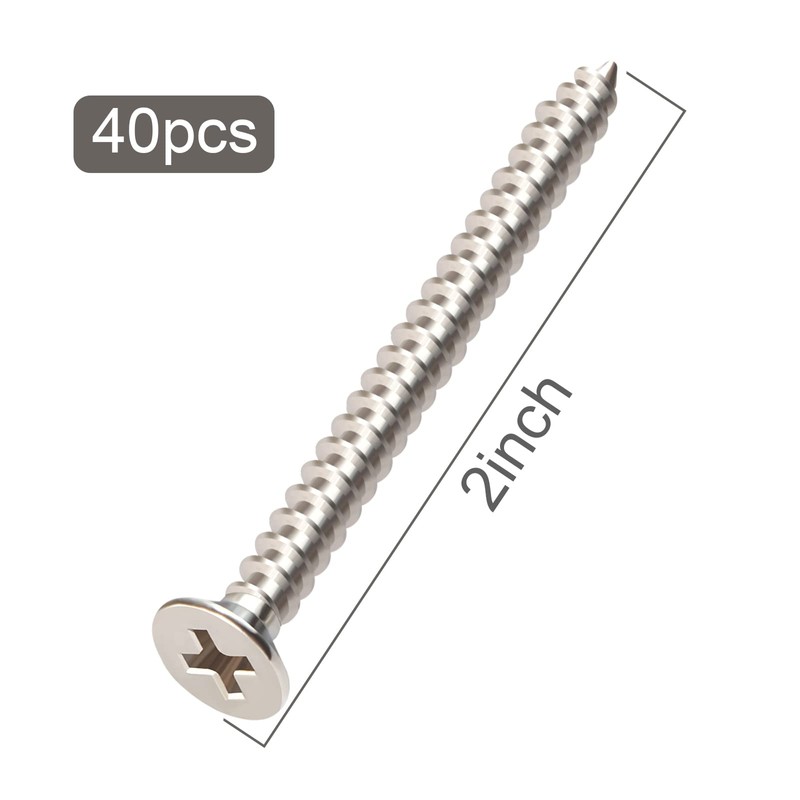 Hinge Wood Screws #9 x 2", 40 Pcs, 410 Stainless