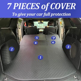 GMATCHUP 7 PCS Cargo Mat for 2011-2021 Jeep Grand Cherokee | Rear Backrest Mat| Upgraded Material 3D Pattern Cargo Liners Waterproof Easy to Clean Trunk Anti-Slip Mat Wear Resistant Retaining pins