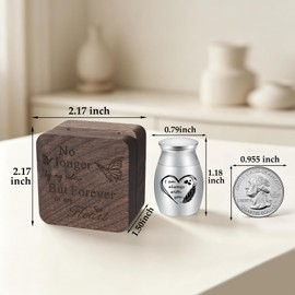Mini Urns for Human Ashes Memorial Small Cremation Urns for Men Women Ashes Keepsake with Square Wooden Box 1.18 Inches Funeral Sharing