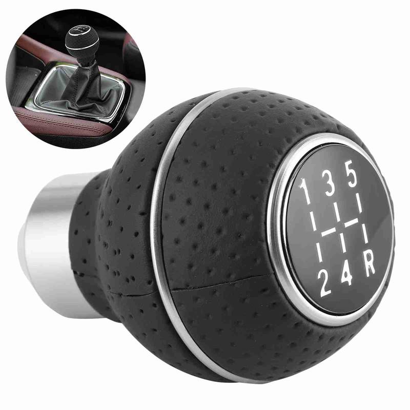5 Speed Gear Shift Knob Stick Aluminium Alloy and Leather