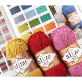 Alize Diva Stretch Yarn Hand Knitting Lot of 2 Skeins 200gr 875yds Elastic Microfiber Acrylic Stretch Bikini Yarn (382)