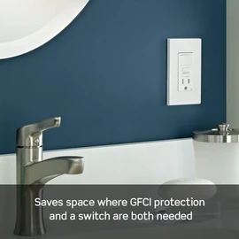 Leviton GFCI Switch Outlet Combo, 15 Amp, Self Test, Tamper-Resistant with LED Indicator Light, Saves Space, GFSW1-W, White