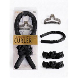 DONNA Set de rizadores de cabello de satén sin calor, kit para rizos nocturnos con cinta, diadema, pinza y 2 coleteros: rizos de seda sin calor para c
