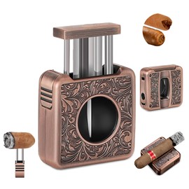 Cigar Cutter V Cut Portable, 4-in-1 V Cutter Guillotine Built in Cigar Punch & Twin Nubber & Cigar Holder, Multifunctional Stainless Steel Scissors Accessories Gifts, Travel/Outdoors (Pink)