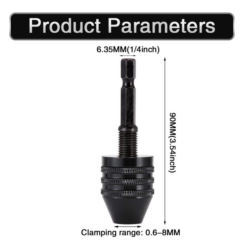HOHXEN Pack of 3 Drill Chuck Adapter, Mini 3-Jaw Quick