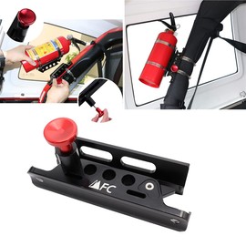 Universal Aluminum Adjustable Roll Bar Fire Extinguisher Mount Holder Compatible with for Jeep Wrangler TJ JK JKU JL JLU Gladiator JT Ford Bronco UTV Polaris RZR Ranger Can Am Maverick