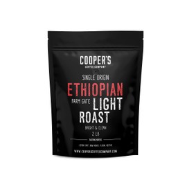 Ethiopian Bold Light Roast Coffee, Gourmet Single-Origin Coffee Beans from Ethiopia, Whole Bean, 2lb Bag