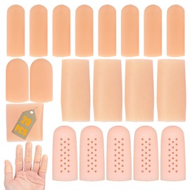 Gel Finger Cots,20 Pcs Silicone Finger Protectors Covers,Finger Caps Finger Sleeves Thumb Protector Bandage,Gel Finger Support Protector (20)