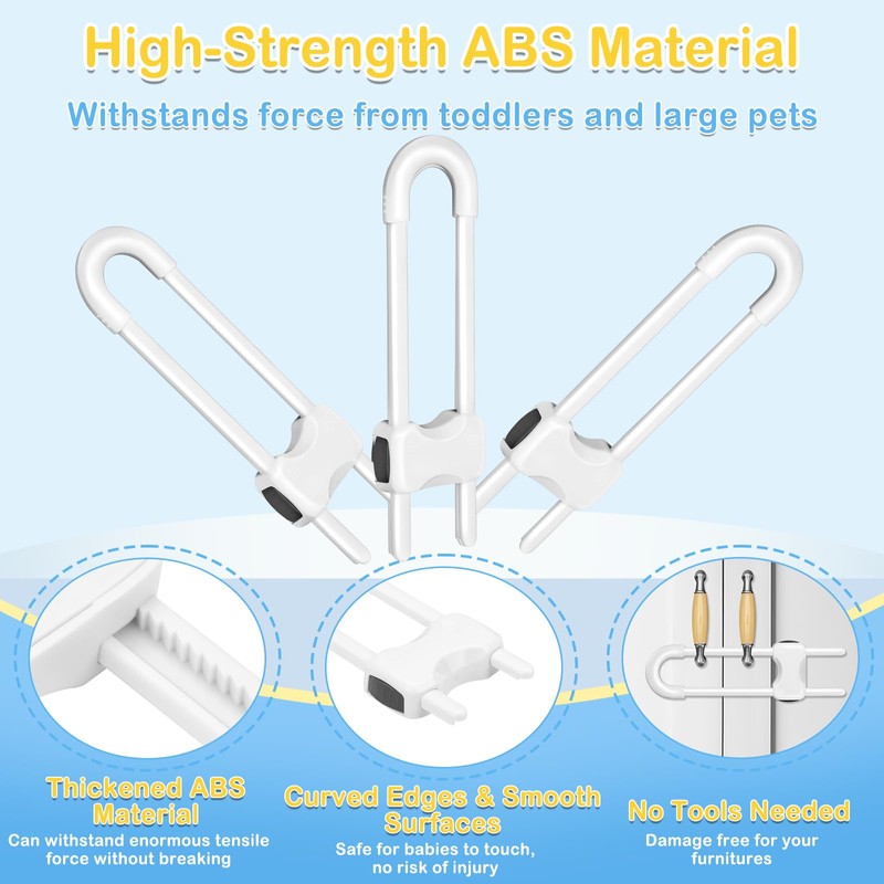 10 Pcs Sliding Cabinet Latches, U Shaped Cabinet Door Locks,