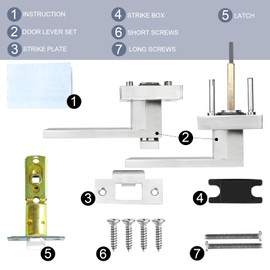 RAZCC Privacy Interior Door Handle, 5 Pack Heavy Duty Door Lever for Bathroom & Bedroom Privacy Door Lock Handle Keyless Door Knobs in Satin Nickel for Right & Left Sided Doors