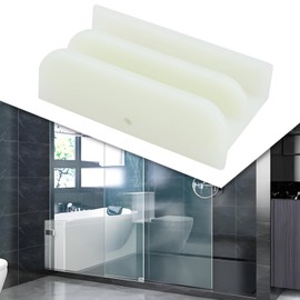 SING F LTD 2Pcs Sliding Shower Door Bottom Guide M6219 for Glass Doors 1/2" Wide and Up to 7/16" Thick 3x1.6x0.6 Inch White