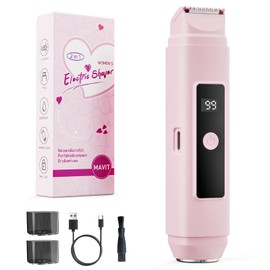 MAVIT Electric Bikini Trimmer for Women, IPX7 Waterproof 2 in 1 Electric Shaver for Traveling, Portable Pubic & Facial Hair Remover, Wet & Dry Use for Journey, Business Trip, Gift for Women, Pink