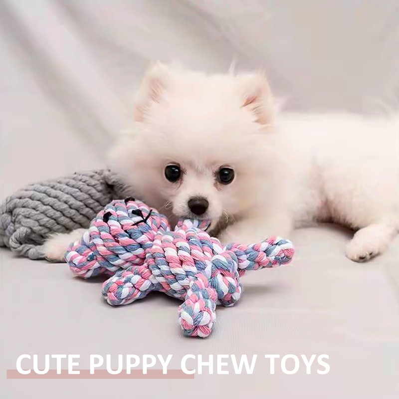 MEMOFYND 1 Piece Hand Knitted Bear Teething Toy for Puppies,