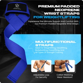 Special Essentials Wrist Straps for Weightlifting - Premium Padded Neoprene Adjustable Gym Lifting Straps - Designed for Men and Women for Enhanced Bodybuilding, Powerlifting, and Strength Training