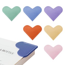 Kinsound 6pcs Leather Heart Bookmarks for Reading Women, Cute Corner Page Book Marks for Teachers Students Book Lovers, Reading Accessories Gifts for Book Lovers