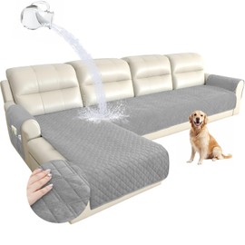 Arfntevss Waterproof L Shape Sectional Couch Covers for Sectional Washable Velvet Sofa Cover for Dogs Pets L Shaped Couch Cushion Protector Non Slip U Shaped Sofa Slipcover Set (Silvery Gray, Large)