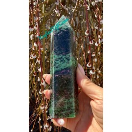 4-5 Large Natural Ruby Zoisite Obelisk Tower Point Crystal Energy