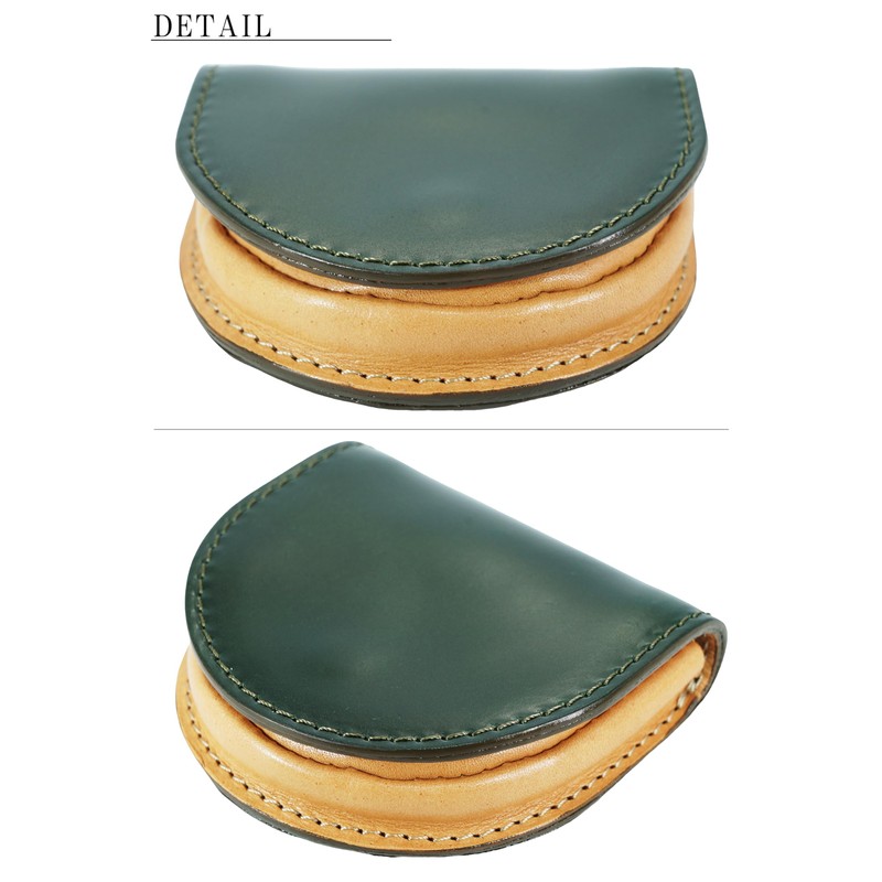 BlissLeather Oil, Cordovan, Genuine Leather Horseshoe-Shaped Coin Case (Interior: Tochigi